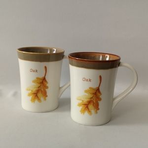 Starbucks Set of Two Retired Oak Leaf Design Coffee / Tea Mugs, 13oz, 2007
